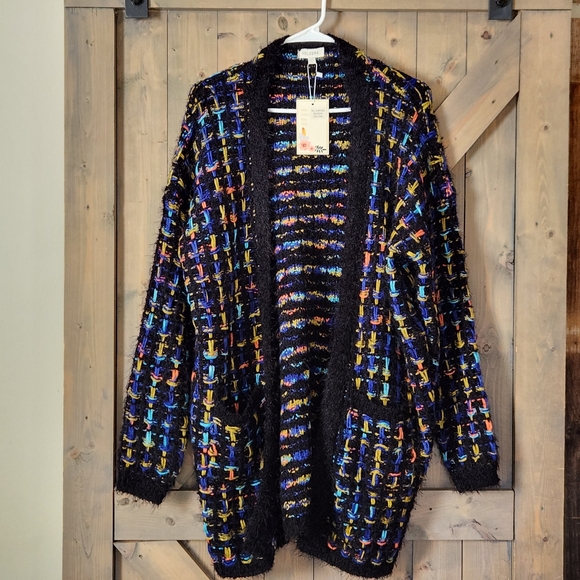 Velzera Sweaters - NWT Velzera Boho Eyelash Rainbow Cardigan Size 2x 3x